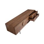 TV stand in walnut wood and black steel