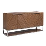 Walnut wood and chromed steel sideboard