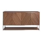 Walnut wood and chromed steel sideboard