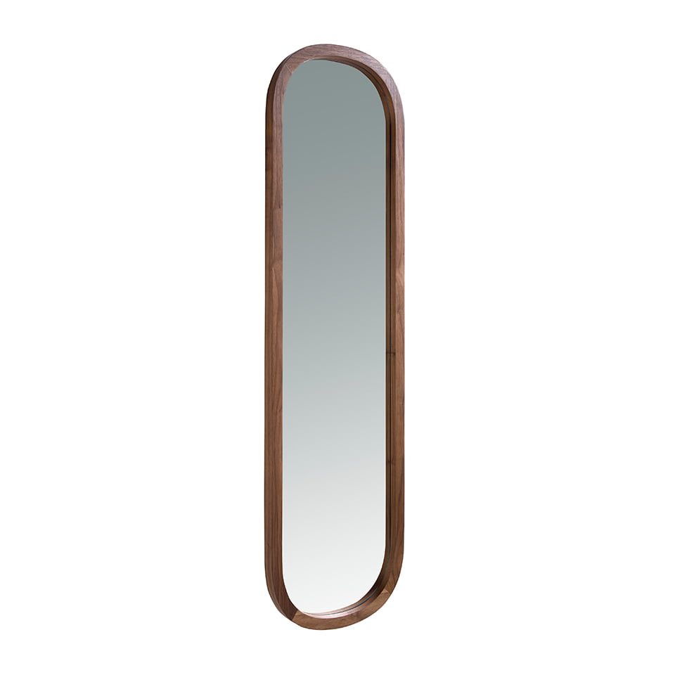 Standing mirror walnut wood frame