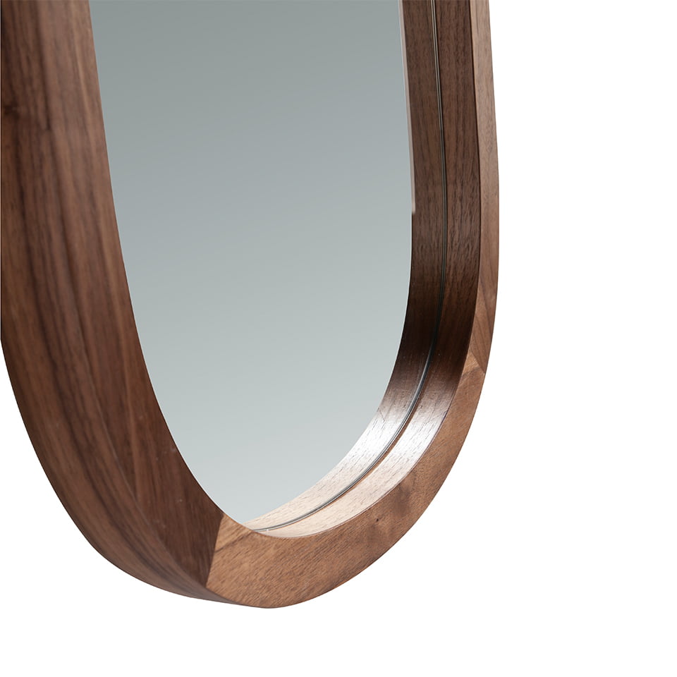 Standing mirror walnut wood frame