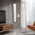 Standing mirror walnut wood frame