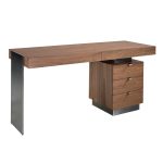 Bureau en bois de noyer et acier poli