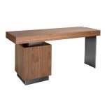 Office desk in Walnut wood and polished steel