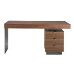 Office desk in Walnut wood and polished steel