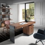 Office desk in Walnut wood and polished steel