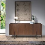 Walnut wood and black steel sideboard