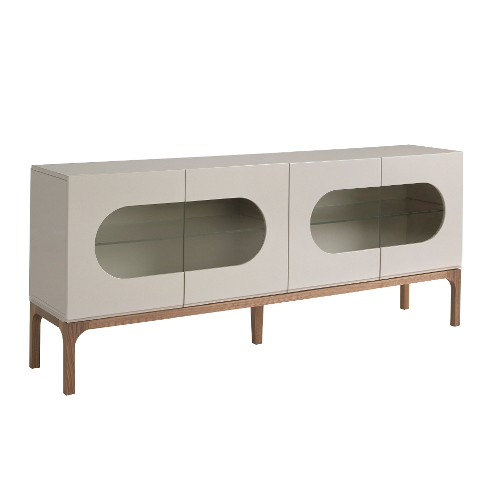 Sideboard aus Grau- und Walnussholz mit Innenbeleuchtung