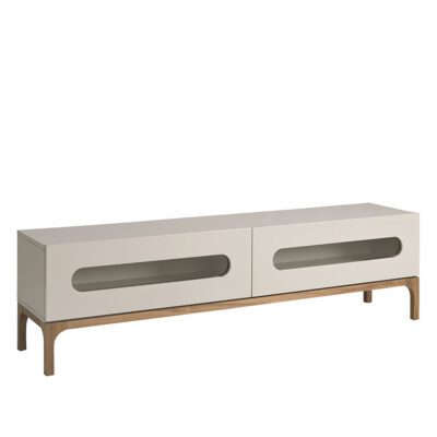 (Español) Mueble TV madera gris y nogal con iluminación interior - Angel Cerda