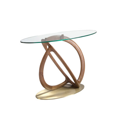 (Español) Mesa centro redonda cristal templado y nogal Coffee table - Angel Cerda