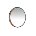 Round black steel wall mirror