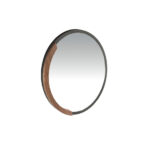 Round black steel wall mirror