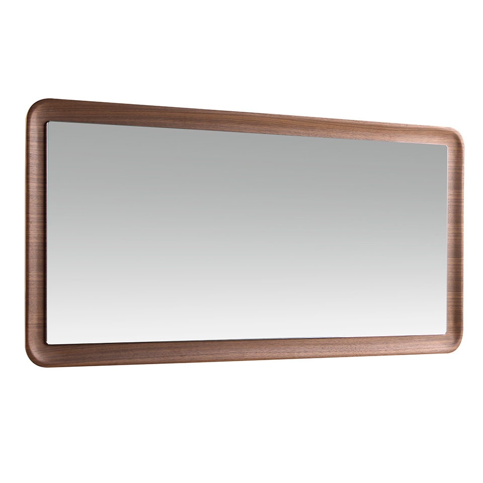 Rectangular walnut wall mirror