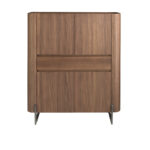 Tall sideboard walnut and dark metallised steel