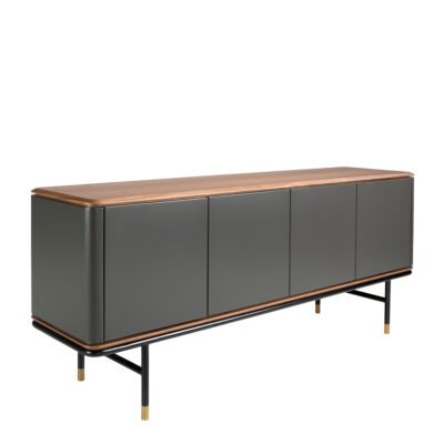 (Español) Aparador madera gris oscuro, acero negro y tapa de nogal Sideboard - Angel Cerda