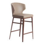 Leatherette upholstered stool with bronze steel frame