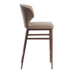 Leatherette upholstered stool with bronze steel frame