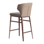 Leatherette upholstered stool with bronze steel frame