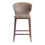 Leatherette upholstered stool with bronze steel frame