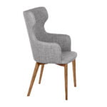 Armchair upholstered in fabric with Walnut-colored wooden structure