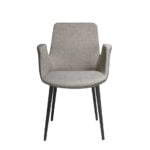 Chair upholstered in fabric with black steel frame