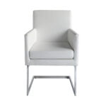Armchair upholstered in leatherette with chromed steel frame