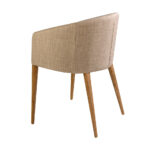 Chair upholstered in fabric with Walnut colored wooden legs