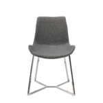 Chair upholstered in fabric with chrome steel legs