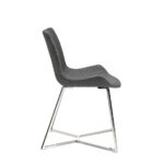 Chair upholstered in fabric with chrome steel legs