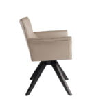 Swivel chair upholstered in eco-leather and wooden legs in wenge colour.