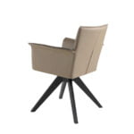 Swivel armchair upholstered in leatherette and Wenge-colored wooden legs