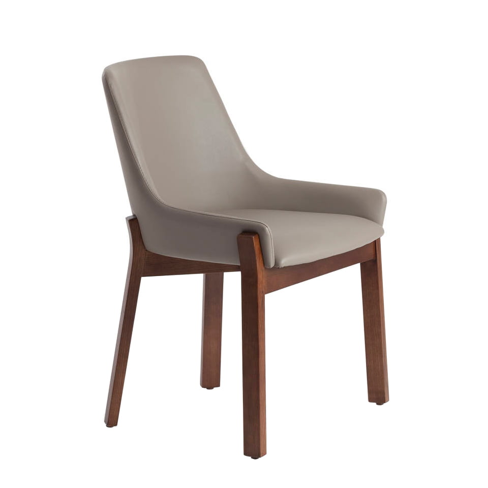 Chair upholstered in leatherette and Walnut colored wooden structure