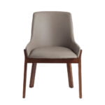 Chair upholstered in leatherette and Walnut colored wooden structure