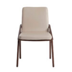 Chair upholstered in leatherette and solid walnut wood frame