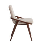 Chair upholstered in leatherette and solid walnut wood frame