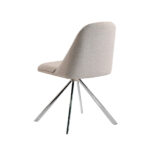 Swivel chair upholstered in fabric with chromed steel legs