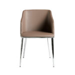 Chair upholstered in leatherette with chromed steel frame