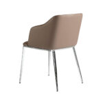 Chair upholstered in leatherette with chromed steel frame