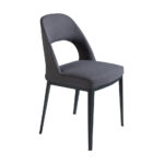 Chair upholstered in fabric with steel frame