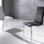 Chair upholstered in leatherette with chromed steel frame