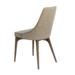 Chair upholstered in fabric with Walnut colored wooden legs