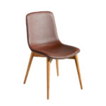 Chair upholstered in leatherette with solid wood legs in Walnut color