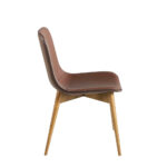 Chair upholstered in leatherette with solid wood legs in Walnut color