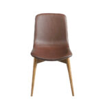 Chair upholstered in leatherette with solid wood legs in Walnut color