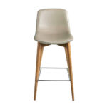 Stool upholstered in leatherette with Walnut colored wooden legs