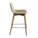 Stool upholstered in leatherette with Walnut colored wooden legs