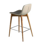 Stool upholstered in leatherette with Walnut colored wooden legs