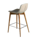 Tabouret rembourré en similicuir avec pieds en bois couleur noyer