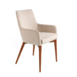 Chair upholstered in fabric with structure in Walnut color