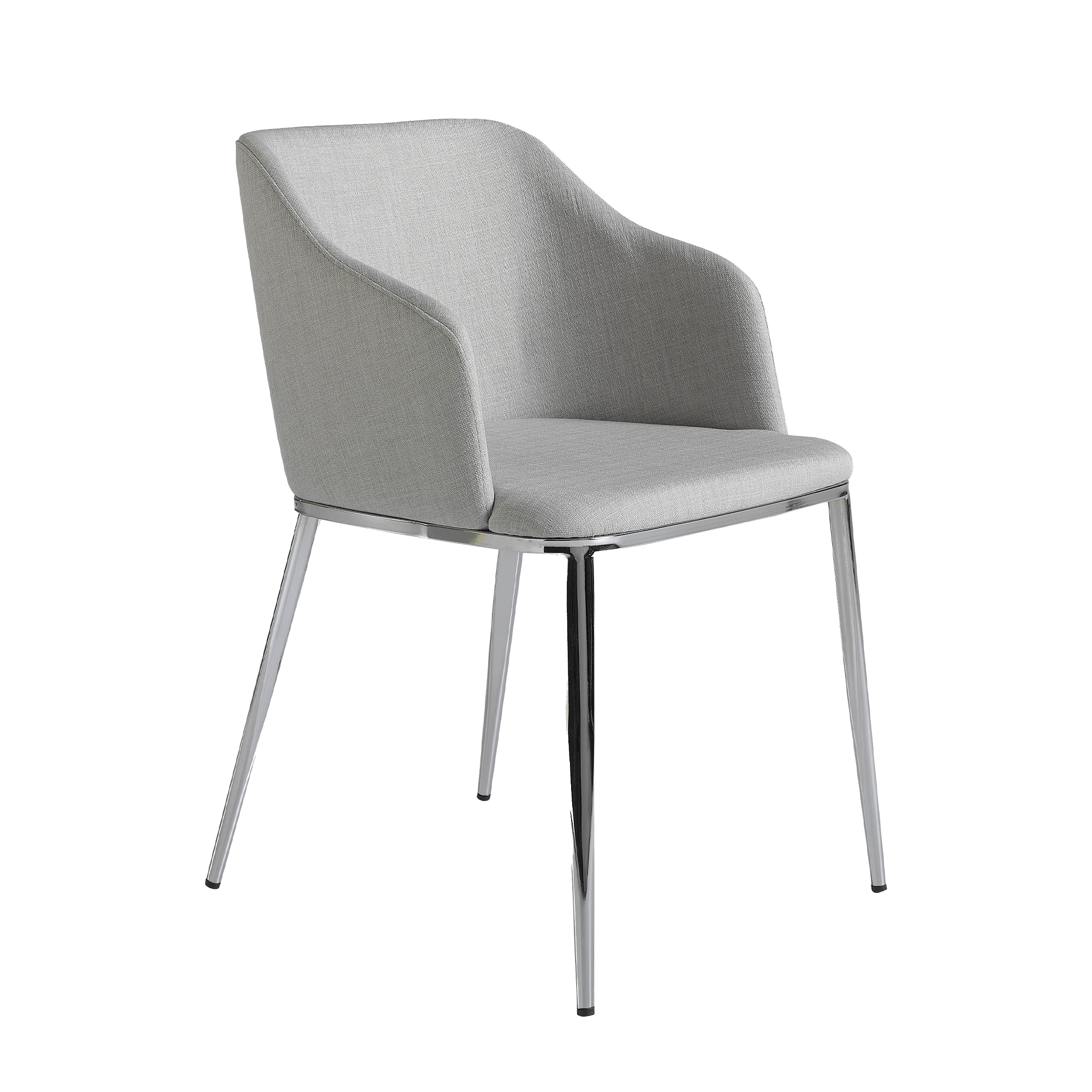 Silla tapizada en tela con estructura de acero cromado